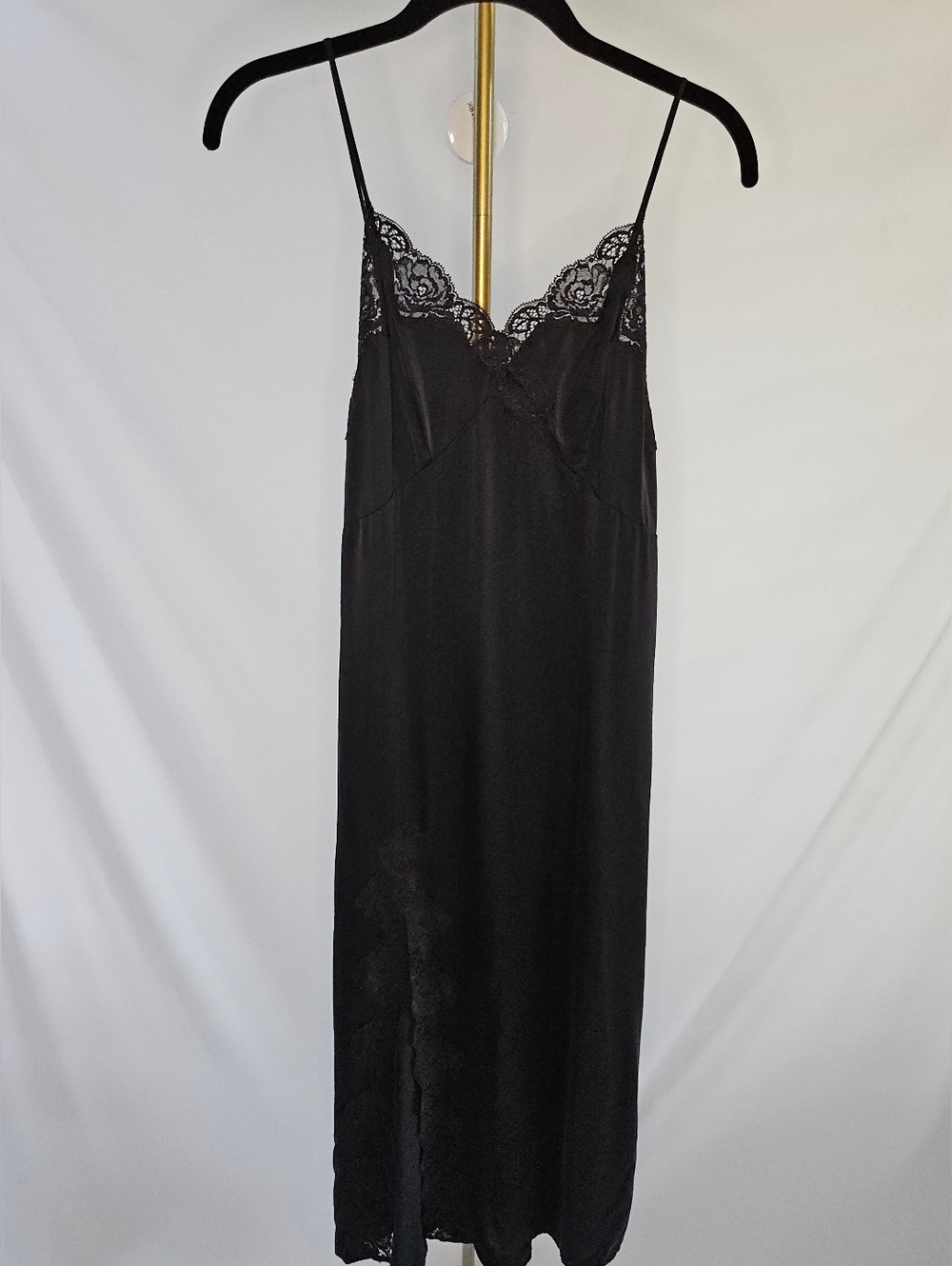 Black Lace-Trim Slip Dress